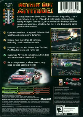 IHRA Drag Racing 2004 (USA) box cover back